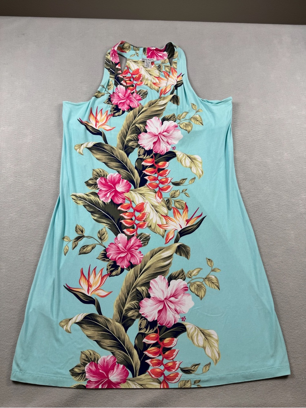 TOMMY BAHAMA Women’s XL Halter Dress blue/pink floral 'Kahuna Cascade Tambour'